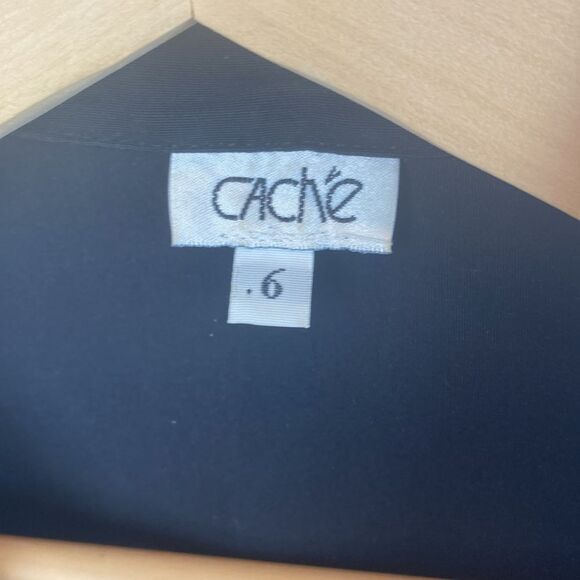 Cache Black Long Sleeve White Thread Accent Hook Close Blazer Jacket 6 - Picture 5 of 6